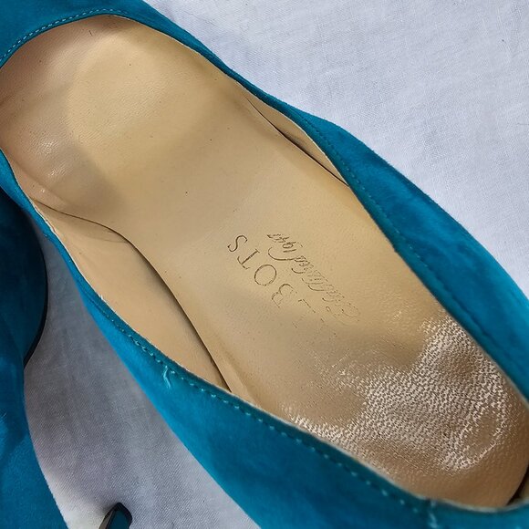 Talbots 8W Skyla 2 Suede 4.25” Stiletto Heels Pumps Teal Turquoise - Picture 9 of 15